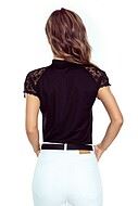 Short sleeve top, high quality viscose, openwork lace
